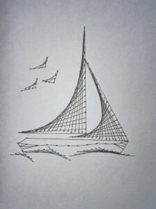 18 Trauerkarte Segelschiff